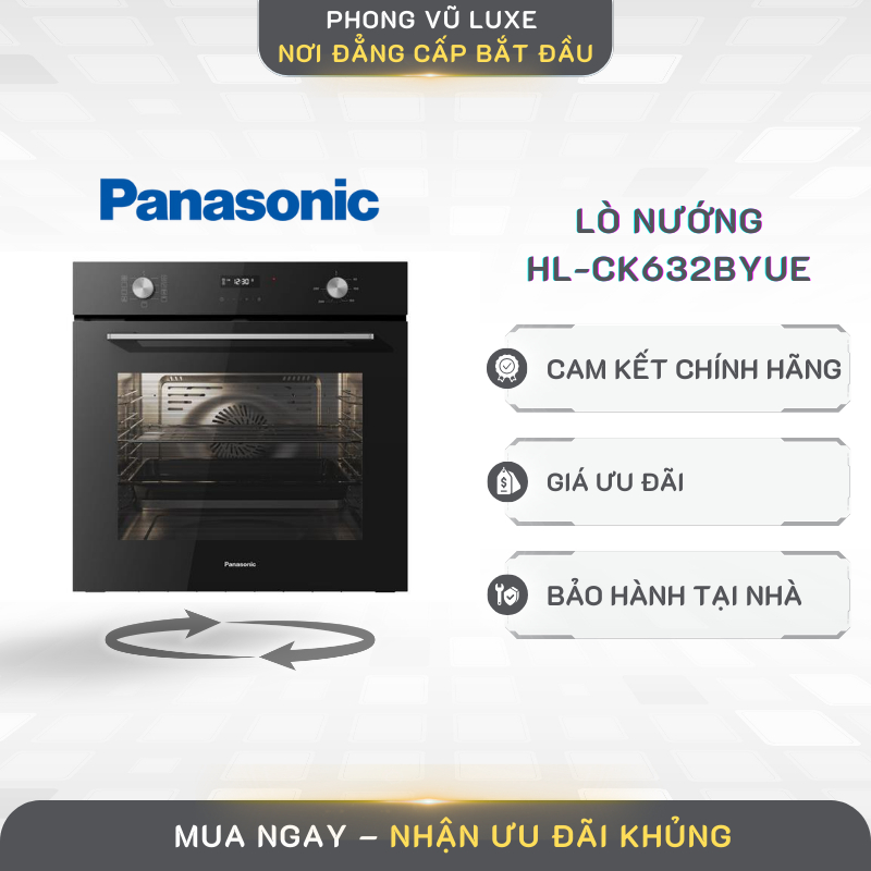 Lò Nướng Panasonic HL-CK632BYUE Thiết Kế Hiện Đại, Giữ Nguyên Hương Vị, Nướng Thực Phẩm Chín Đều