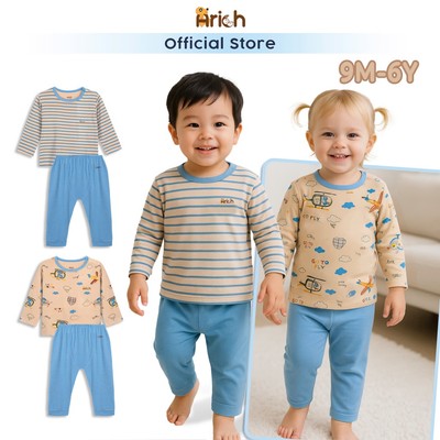 Bộ dài tay Skino thương hiệu Arich vải sợi tre cho bé trai, bé gái từ 9 tháng - 6 tuổi