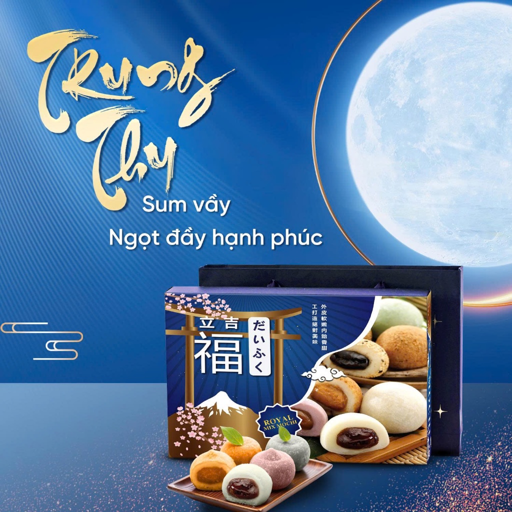 Hộp Quà Mochi Royal Family Mochi xanh 1 ( 1 gói Mochi 250g + 2 hộp Mochi 152g) An Phát Sweets Snacks