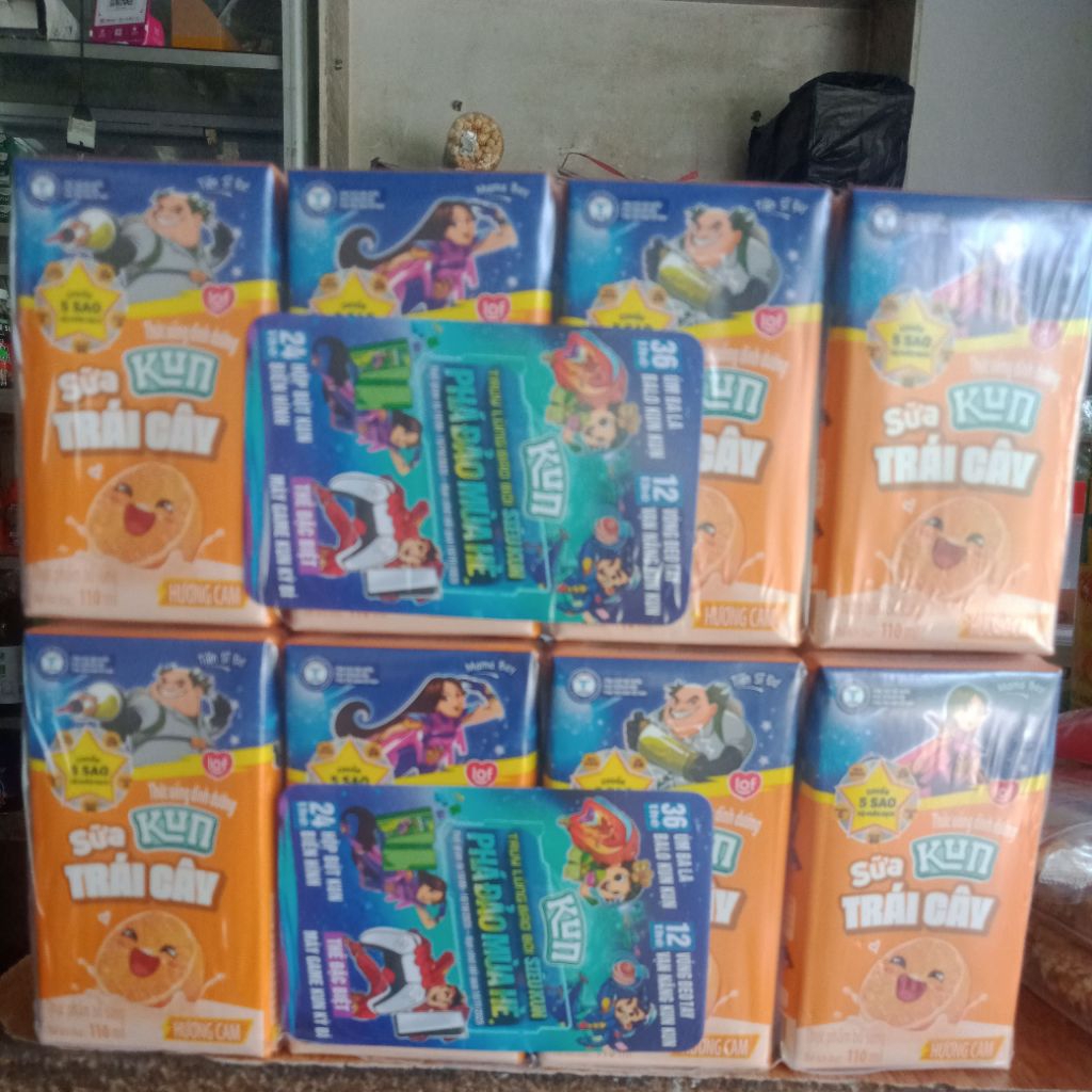 Thùng sữa kun trái cây hương cam