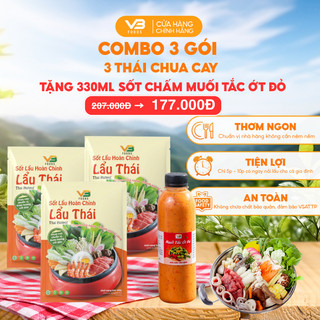 COMBO 3 gói cốt lẩu VB Foods + QUÀ TẶNG (330ml sốt chấm muối tắc ớt đỏ)