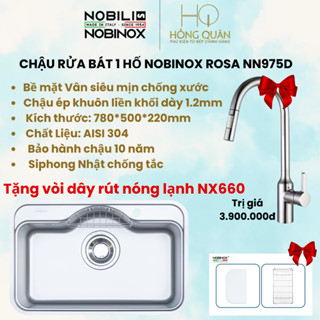  Chậu rửa bát 1 hố chống xước 78*50cm NOBINOX ROSA NN975D 