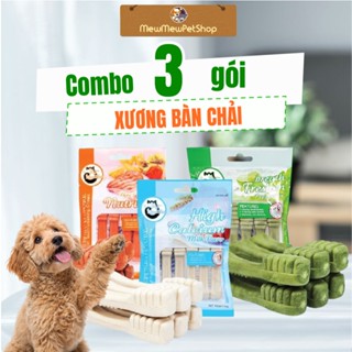 COMBO Xương Gặm cho chó Bổ Sung Canxi, thơm miệng, Sạch Răng đầy đủ 4 vị 6 khúc xương (90g)