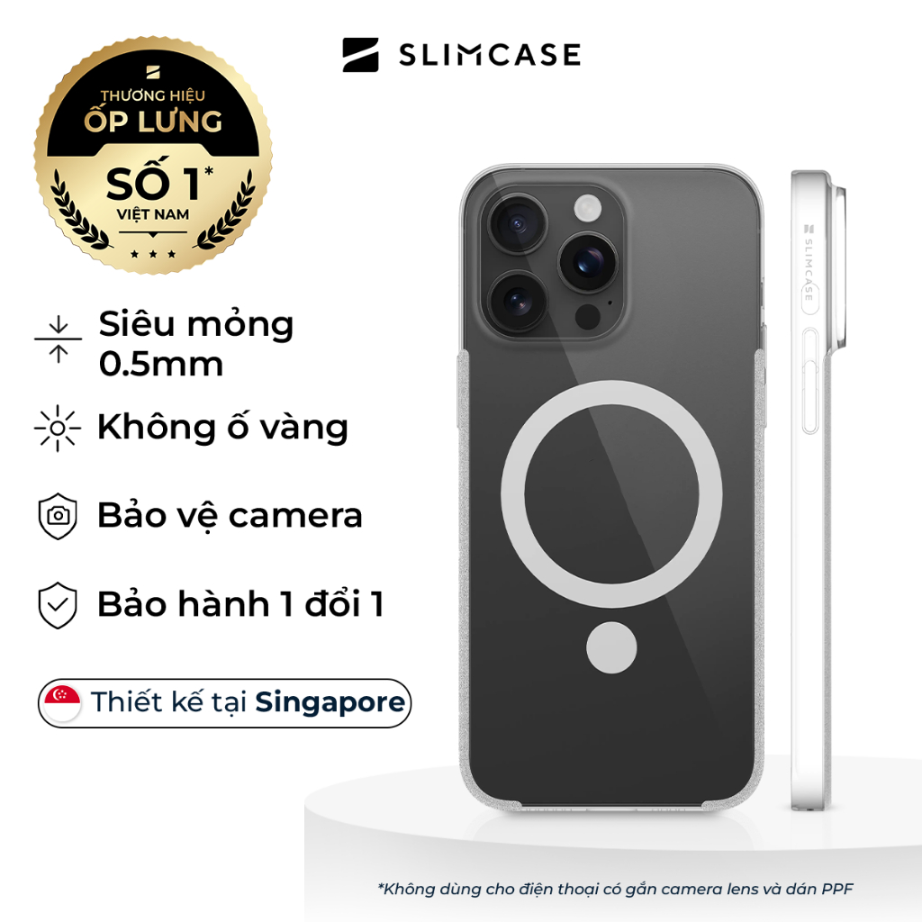 Ốp lưng iPhone 15 Pro Max / 15 Pro / 15 Plus / 15 SLIMCASE - Không ố vàng, hỗ trợ sạc không dây, siêu mỏng | BigBuy360 - bigbuy360.vn