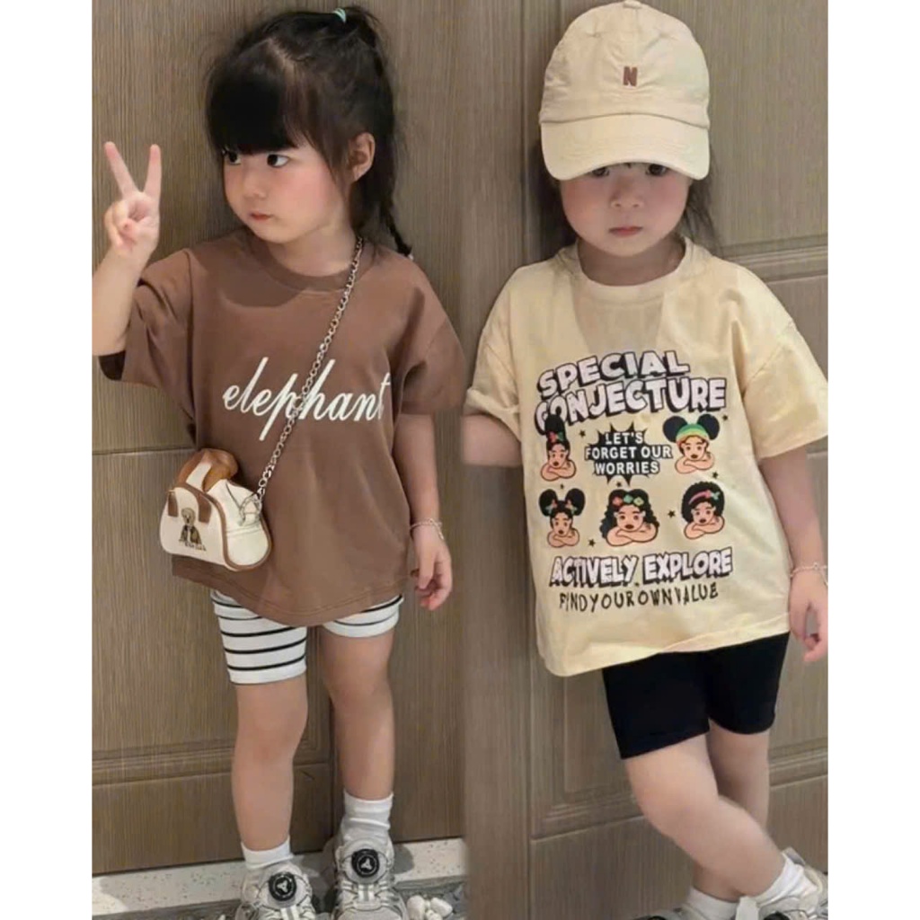 Sét bộ quần đùi áo phông bé gái ( HỌA TIẾT 4 MẪU DỄ THƯƠNG ) chất liệu cotton mềm mịn size 8-20kg M99