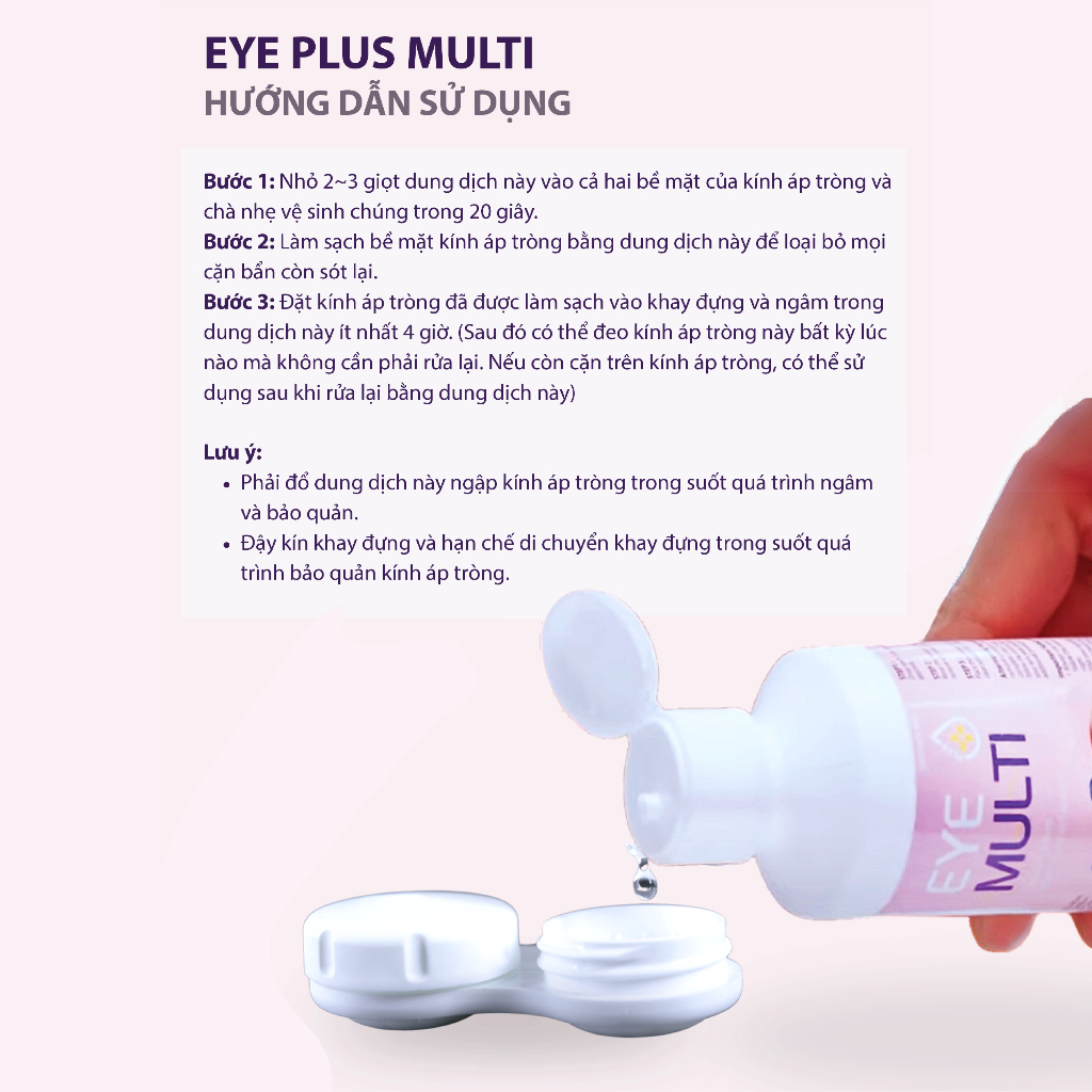 Nước ngâm lens VIVIMOON dung dịch làm sạch, khử trùng, bảo quản kính áp tròng EYE PLUS MULTI SOLUTION 150ml | BigBuy360 - bigbuy360.vn