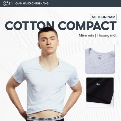 Áo thun nam cổ tim Cotton Compact cao cấp mềm mịn co giãn thấm hút mồ hôi nhanh - ONOFF 18IS23S016