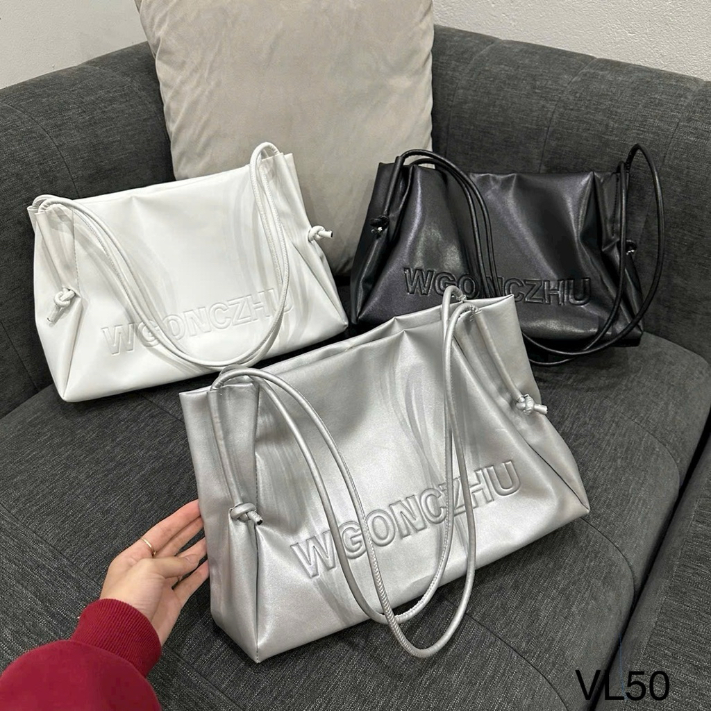 Túi Xách Công Sở Nữ VL Dáng Tote Chất Da PU Mềm In Nổi Hoạ Tiết Chữ Túi Rộng Có Thể Đựng Nhiều Đồ Sách Vở Tài Liệu