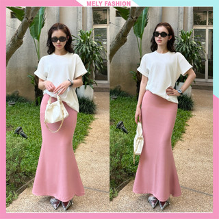  Chân váy đuôi cá midi Mely Fashion dáng dài ôm body cạp chun chất thun tăm Nhật mềm mịn co giãn tốt có bigsize CV102-02 