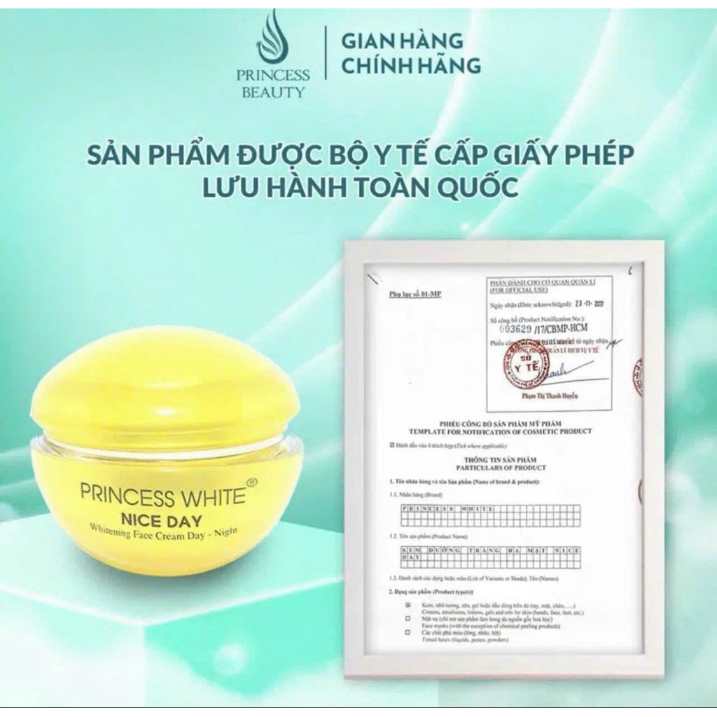    TẶNG NẠ COLLAGEN   HỘP KEM DƯỠNG TRẮNG DA NICE DAY PRINCESS WHITE 