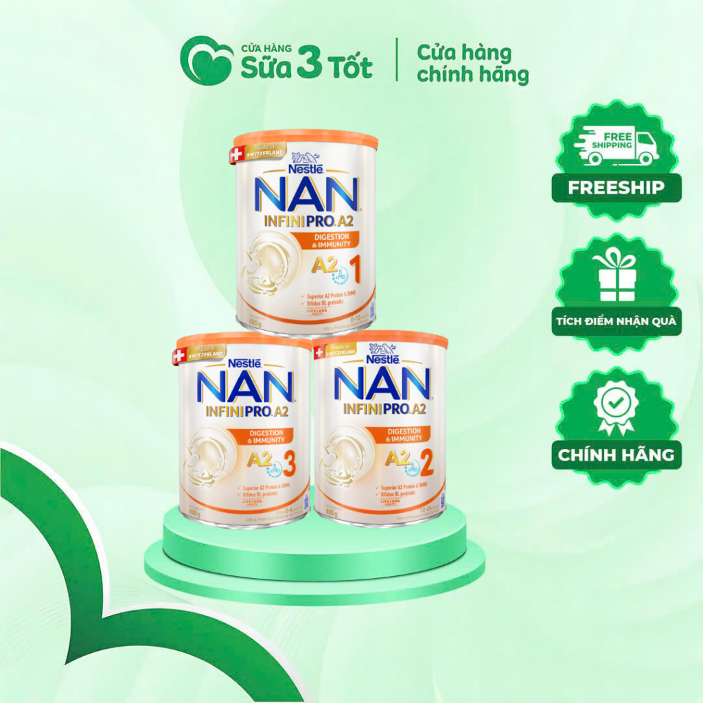 Sữa Bột Nan InfiniPro A2 Số 1-2-3 long 800gr