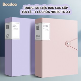 File lá đựng tài liệu a4 BOODOO tệp đựng tài liệu nhiều ngăn 100 lá dày dẻo có cúc gài chống nước