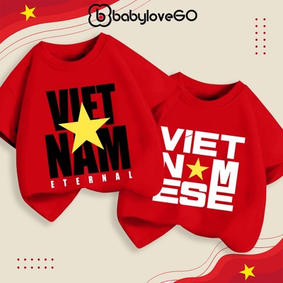 Áo Việt Nam cho bé BabyloveGO áo thun cộc tay chất cotton mềm mịn thoáng mát cổ bo tròn phong cách basic