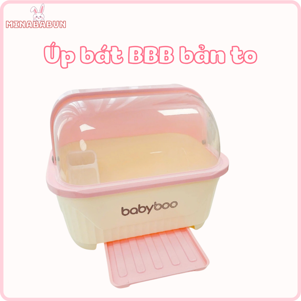 Rổ úp bát Babyboo cỡ đại có khay ráo nước, Khay úp chén bát ăn dặm cho bé có máng hứng nước tiện lợi
