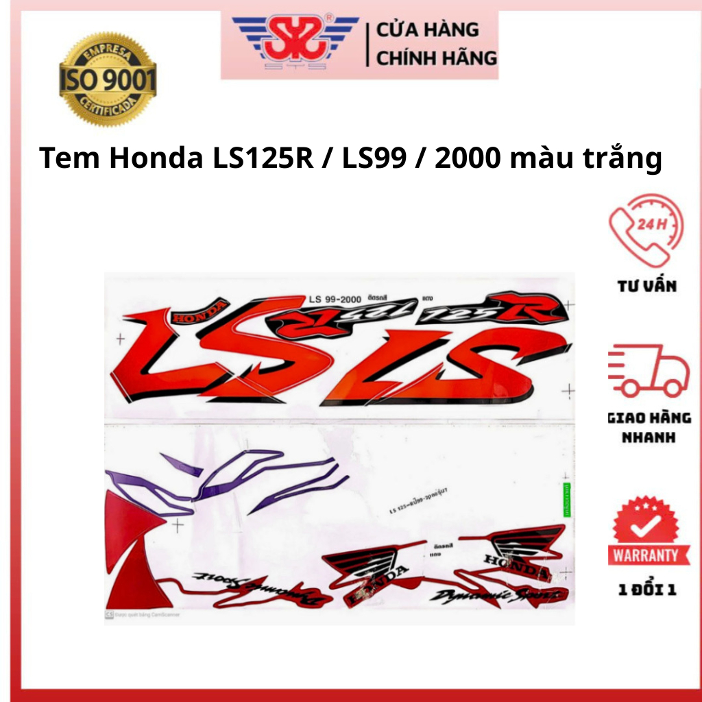 Tem LS 125-1999, 2000 trắng chính hãng Thái Lan T-LS125R