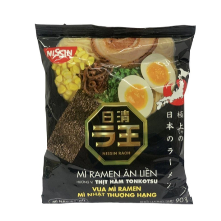 Lốc 10 gói Mì Ramen Nissin thịt hầm Tonkotsu 90g