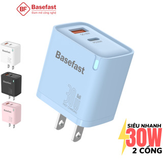  Củ sạc nhanh 30W 2 cổng Basefast Cốc sạc PD30W chống quá tải nhiệt cho iP 15 16 samsung oppo xiaomi 