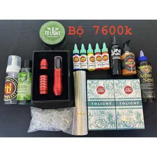  Combo Máy xăm hình tích điện  Tattoo By Fox và By Fox V2  và mực xăm hình đầy dủ có 2 pin và 1 đầu kết nối RCa 