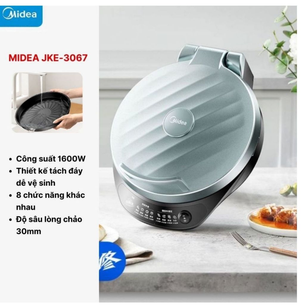 Chảo nướng đa năng Midea bản mới nhất có thể nướng 2 mặt  làm nóng nhanh,vệ sinh dễ dàng