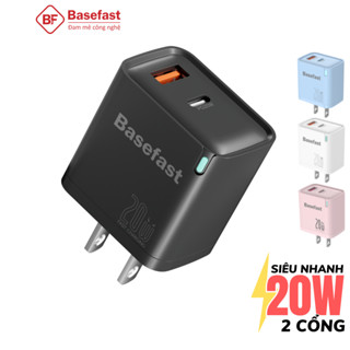 Củ sạc nhanh 20W 2 cổng Basefast cục sạc chống quá tải nhiệt cho iP 11 12 13 14promax samsung xiaomi