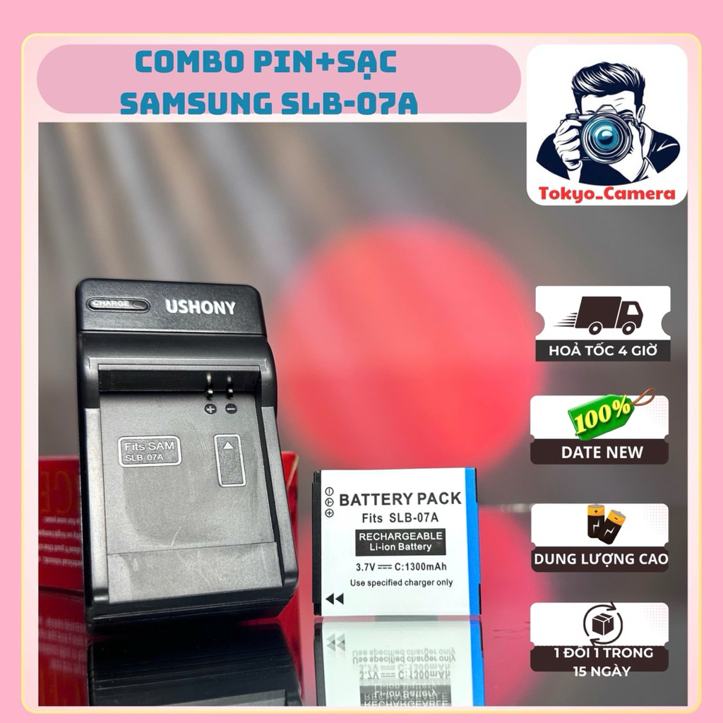 Bộ Sạc Pin Samsung SLB-07A ( Combo Sạc Pin thay thế )ST45, ST50, ST500, ST550 • ST510, ST560, ST600