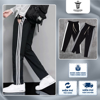 Quần Jogger Nam Nữ Thể Thao Đen Sọc Trắng thun poly Co Giãn Mát Mẻ