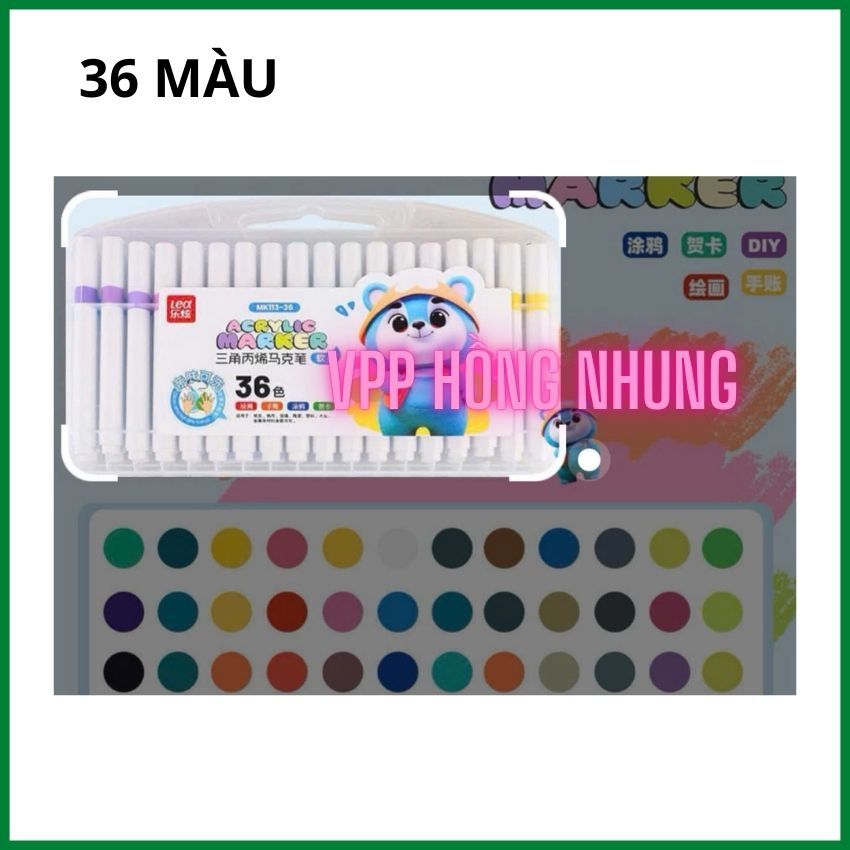 Bút Màu ACRYLIC 36 Màu Chất Lượng, Dùng Cho Học Sinh Vẽ Mỹ Thuật; VPP HỒNG NHUNG