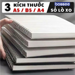  Sổ lò xo A5 B5 A4 bìa nhựa trong suốt 160 Trang vở lò xo kép giấy chống lóa caro vuông kẻ ngang không dòng kẻ 