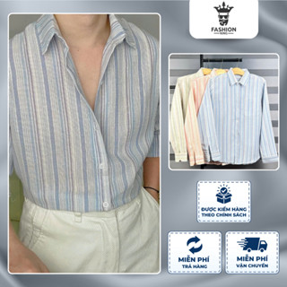 Áo Sơ Mi kẻ Linen Cao Cấp Tay Dài Nam Nữ Mặc Thoáng Mát