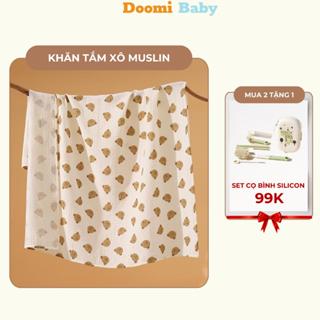 [Tặng Set Cọ Bình] Khăn Tắm Cao Cấp Không Bụi Vải An Toàn Cho Bé 90*100cm Chất Xô Muslin Hàn -HT630