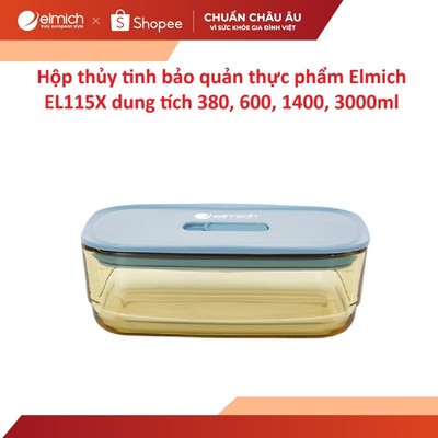 Hộp thủy tinh bảo quản thực phẩm Elmich EL115X dung tích 380, 600, 1400, 3000ml