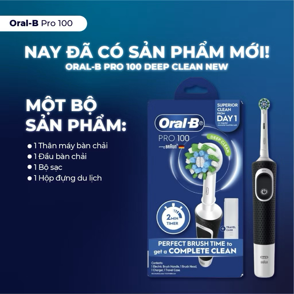 Bàn điện Oral B pro 100 có hộp đựng úc