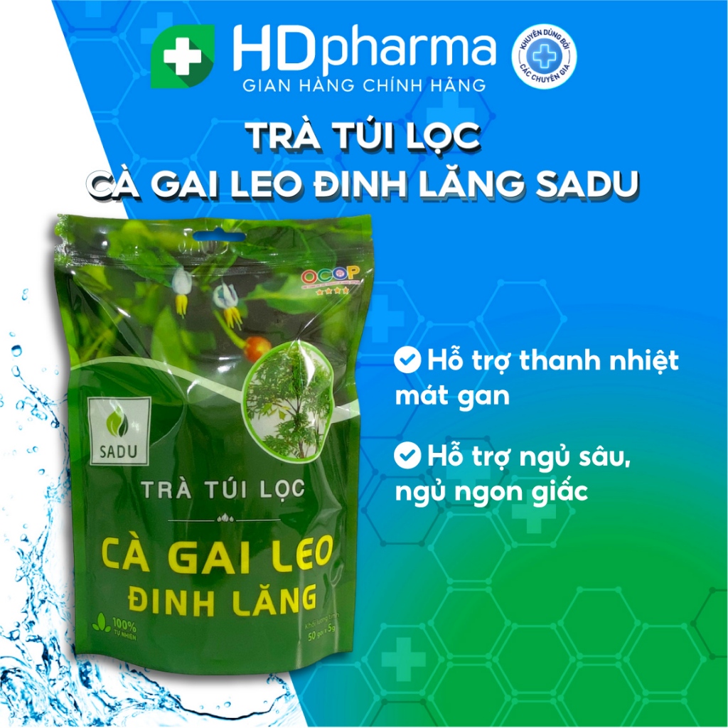 Trà túi lọc cà gai leo đinh lăng SADU túi 250g thanh nhiệt mát gan, hỗ trợ ngủ sâu, ngủ ngon giấc