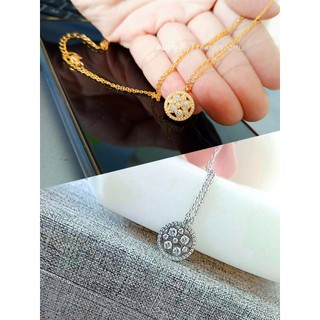 Dây Chuyền TiTan Nữ Không Đen Gỉ Mặt Hoa Xoàn Lấp Lánh_Màu Trắng/Vàng