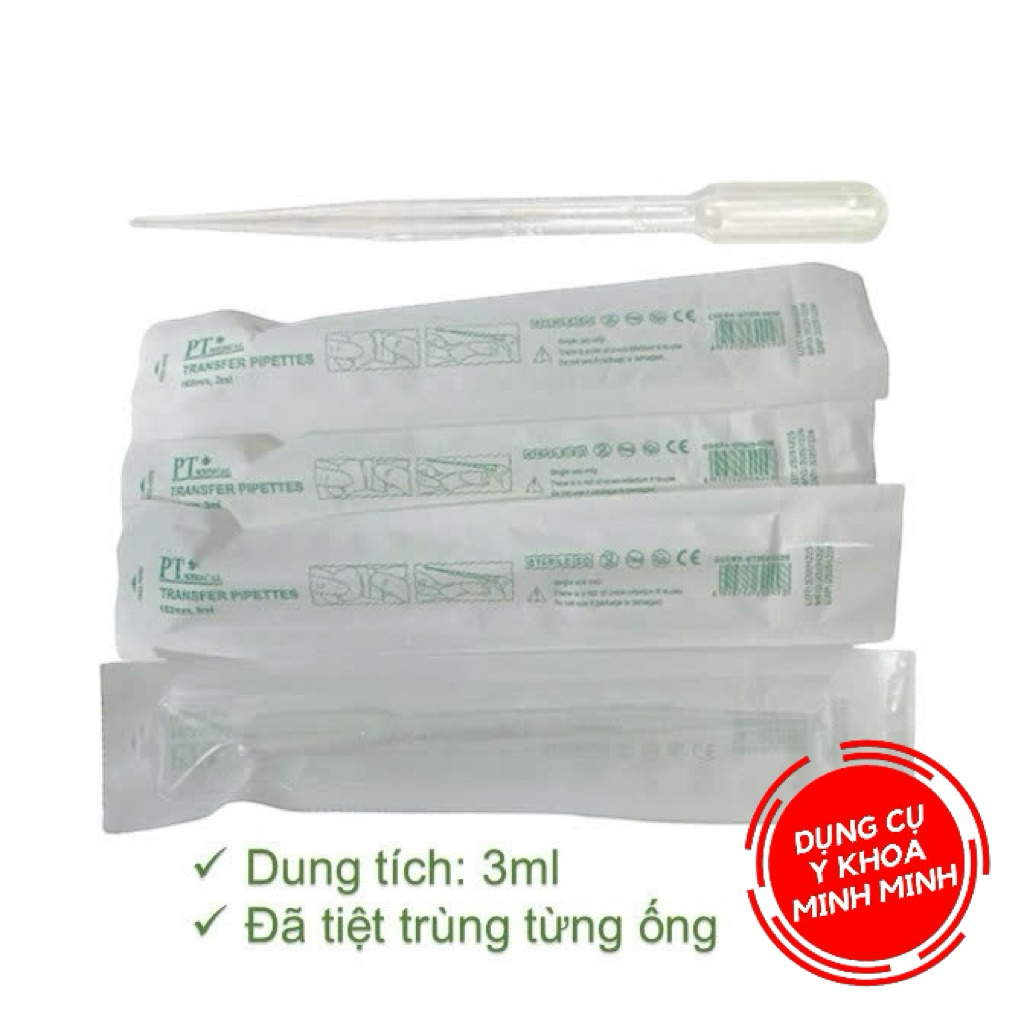 ✅ [LỐC 10] Ống Hút Nhỏ Giọt Tiệt Trùng (Pipet) Nhựa Greetmed, PT Medical (Tiệt Trùng Từng Ống) | Cho