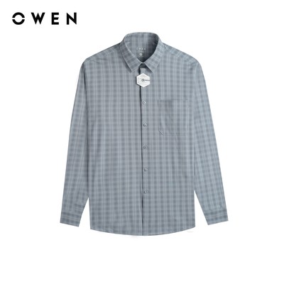 Owen - Áo sơ mi dài tay Regular Fit AR250048DT màu Xanh cổ vịt chất liệu Knit