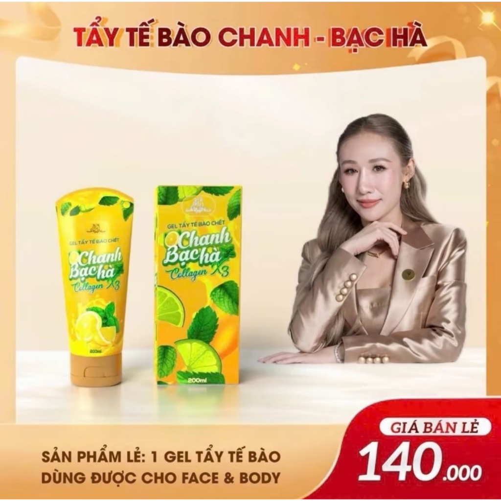 Tẩy Tế Bào Chết Chanh Bạc Hà Collagen X3 200ml - Mỹ Phẩm Đông Anh