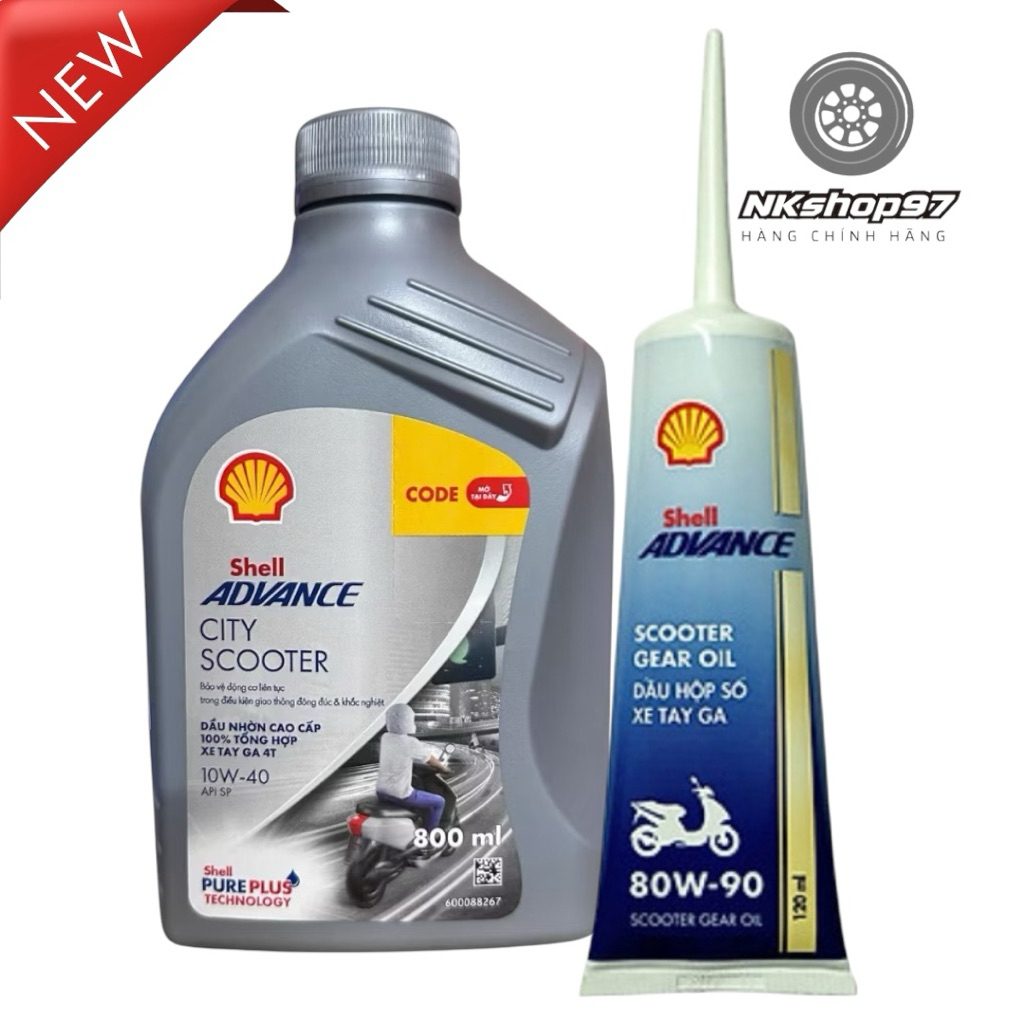 [Mẫu mới]Nhớt Xe Tay Ga Shell Advance City Scooter 10W40 800ML Full Tổng Hợp