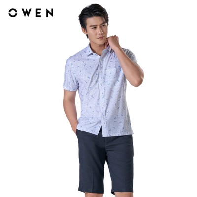 Owen - Áo sơ mi ngắn tay Body Fit AB250034NT màu Trắng chất liệu Bamboo spandex