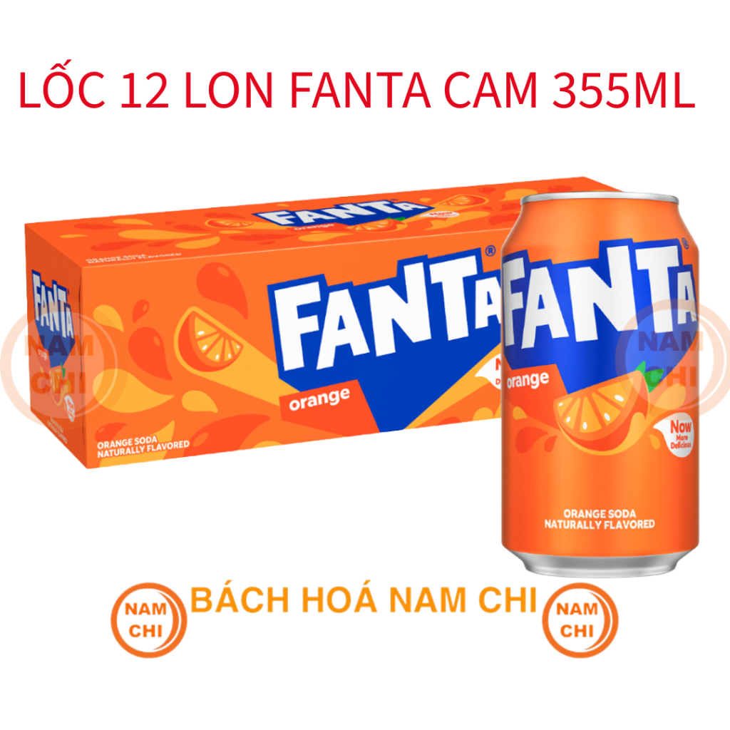 [THÙNG 12 LON] Nước Ngọt Mỹ Fanta Cam 355ML Quà Tết Sang Trọng Sẵn Ship Hỏa Tốc
