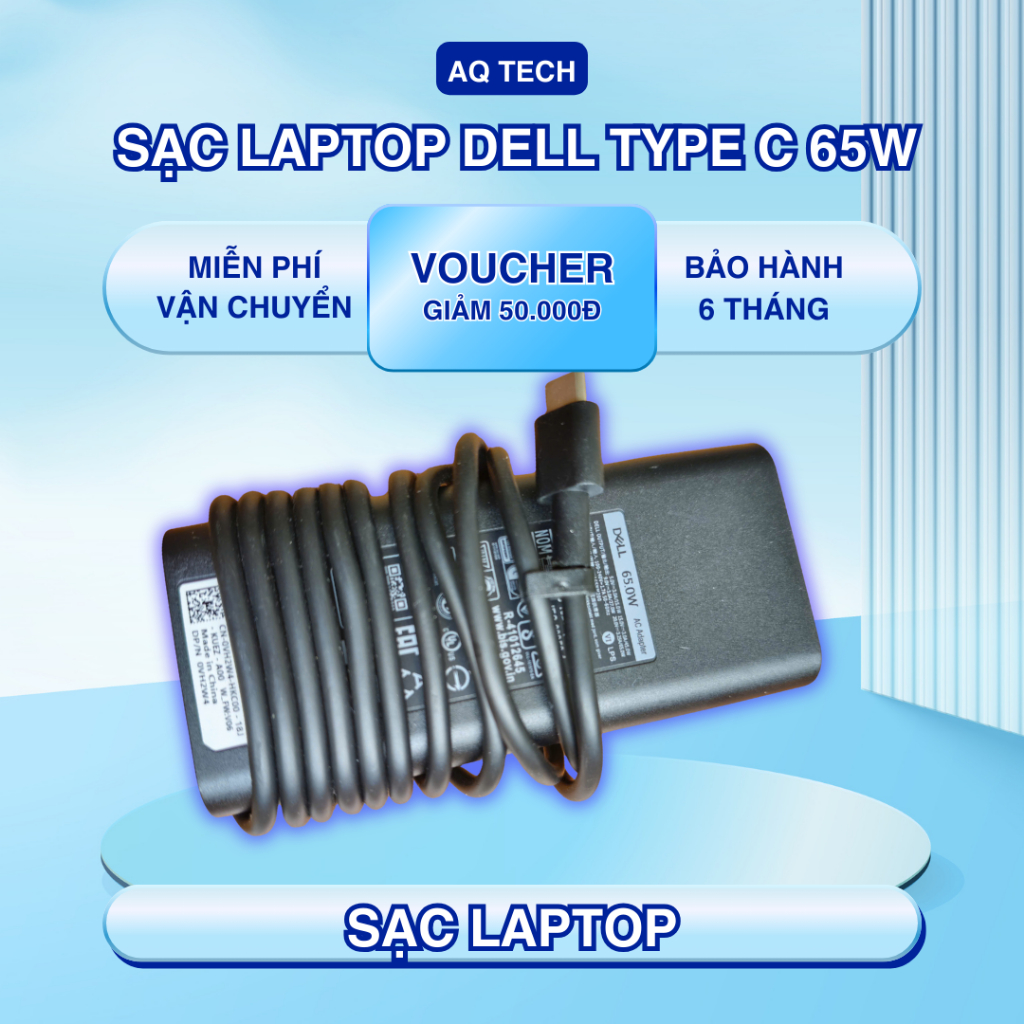 Sạc Laptop Dell Type-C 65W Chính Hãng – Adapter USB-C – Công suất 65W – Tương thích nhiều dòng Dell
