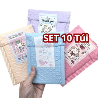 SET10 Túi bong bóng macaron gói hàng card phụ kiện quà tặng chống sốc bao bì dày tự niêm phong