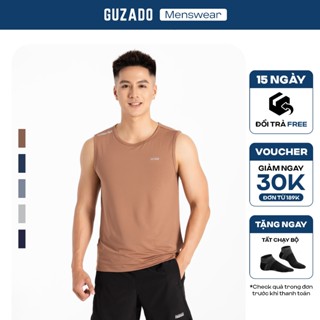 [TẶNG TẤT] Áo Ba Lỗ Nam GUZADO Vải Coolmax Cao Cấp Dày Dặn Co Giãn Tốt Mặc Thể Thao Cực Mát GTT04