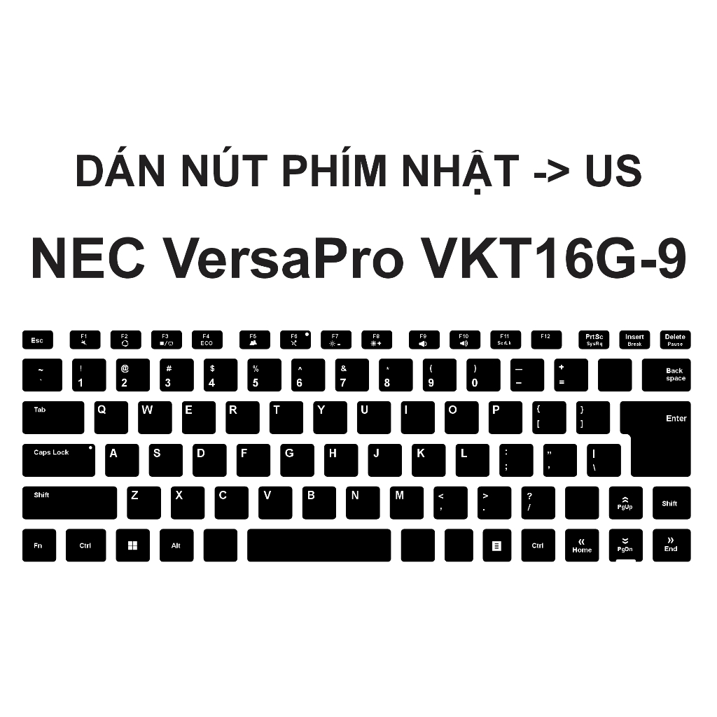 Dán nút phím Laptop NEC VersaPro VKT16G-9 Nhật -> Quốc tế | Skin chuyển đổi ký tự layout bàn phím JP
