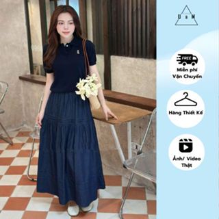 Chân váy denim giấy thiết kế cạp chun nhẹ nhàng dễ phối đồ đi làm đi chơi U&M có Bigsize (CV11)
