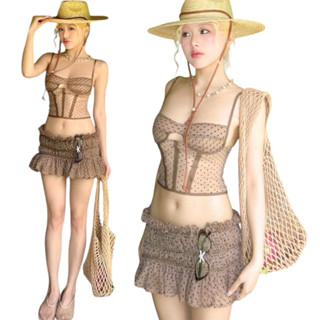  566 - Set Áo Coset Hai Dây + Chân Váy Nhún 