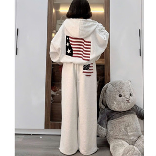 Set Bộ Khoác Nỉ Cờ Mỹ Zang Zang Áo Hoodie Quần Ống Suông Phong Cách Năng Động Thể Thao NA981