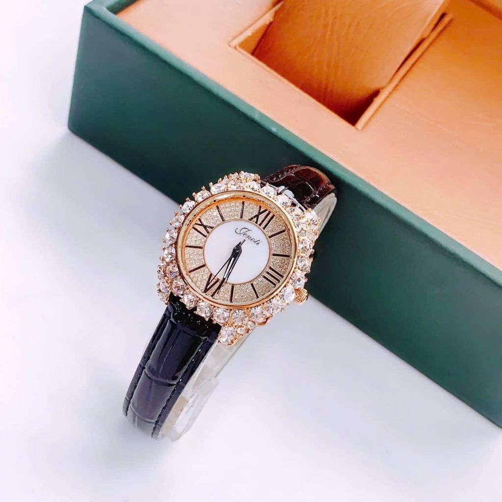 [Chính Hãng 100%] Đồng Hồ Nữ Jenoti Máy Quartz (Pin) Kính Khoáng Mặt Siz 34mm Dây Da Fullbox