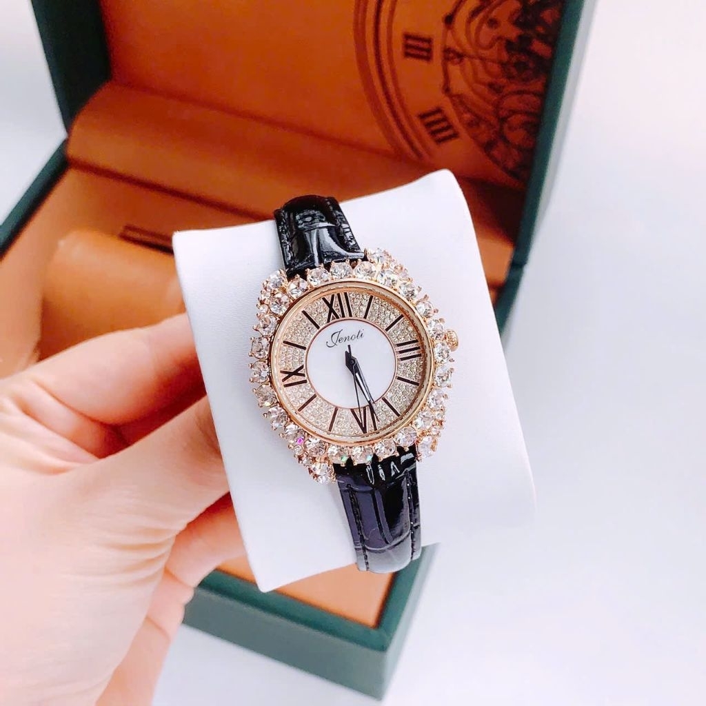 [Chính Hãng 100%] Đồng Hồ Nữ Jenoti Máy Quartz (Pin) Kính Khoáng Mặt Siz 34mm Dây Da Fullbox