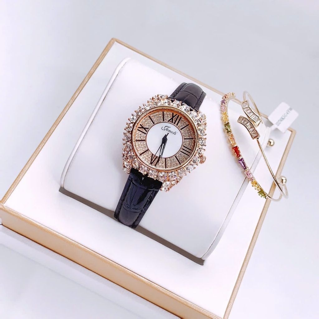 [Chính Hãng 100%] Đồng Hồ Nữ Jenoti Máy Quartz (Pin) Mặt Tròn Kính Khoáng Mặt Siz 34mm Fullbox